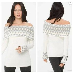 White House Black Market Off-The-Shoulder Fair Isles Sweater M